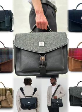 英国苏格兰Islander正品Harris Tweed®羊毛格公文大容量电脑包