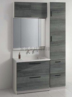 日本直送CLEANUP全不锈钢整体浴室柜全滑轨式带镜柜边柜S系列135