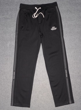 C男装秋冬厚卫裤 时尚绣花提花休闲长裤 潮牌黑宽松直筒裤子8638