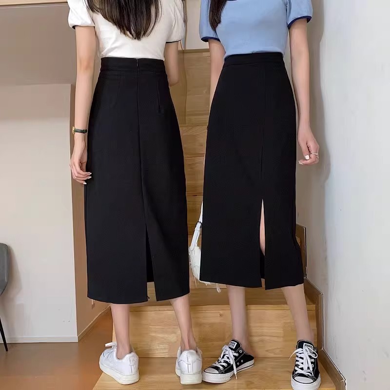 黑色半身裙女夏季a字长裙2025新款小个子高腰chic裙子设计感小众