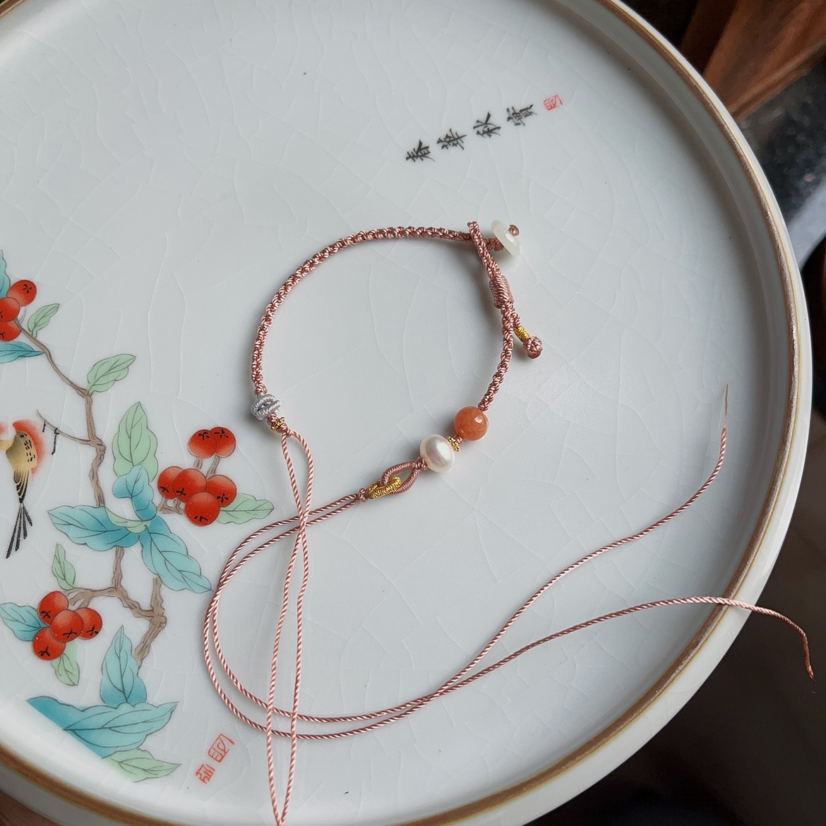 原创编织半成品女手链珍珠DIY