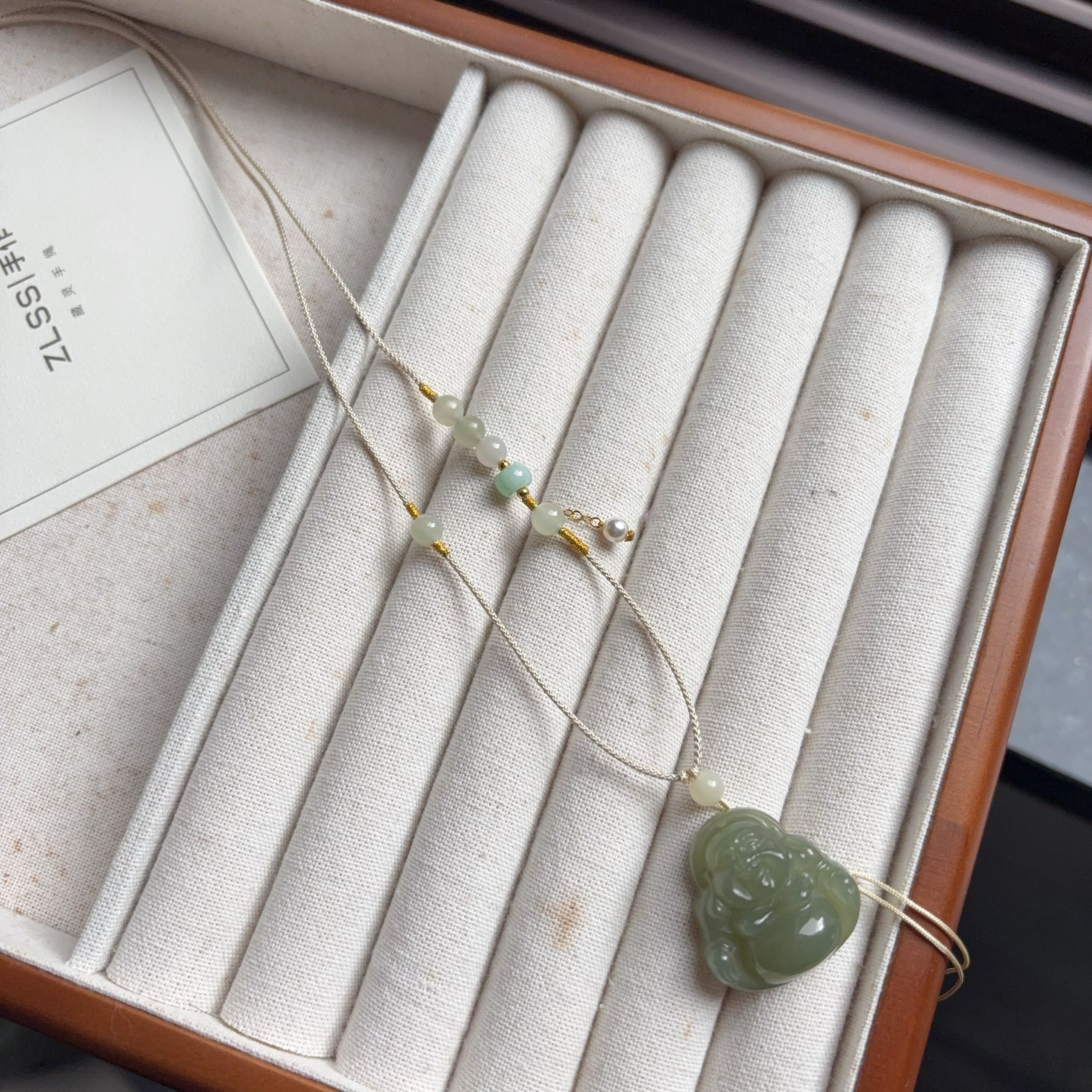 新款女精致细挂绳项链和田玉平安扣佛公吊坠绳禅意风浅色清冷风