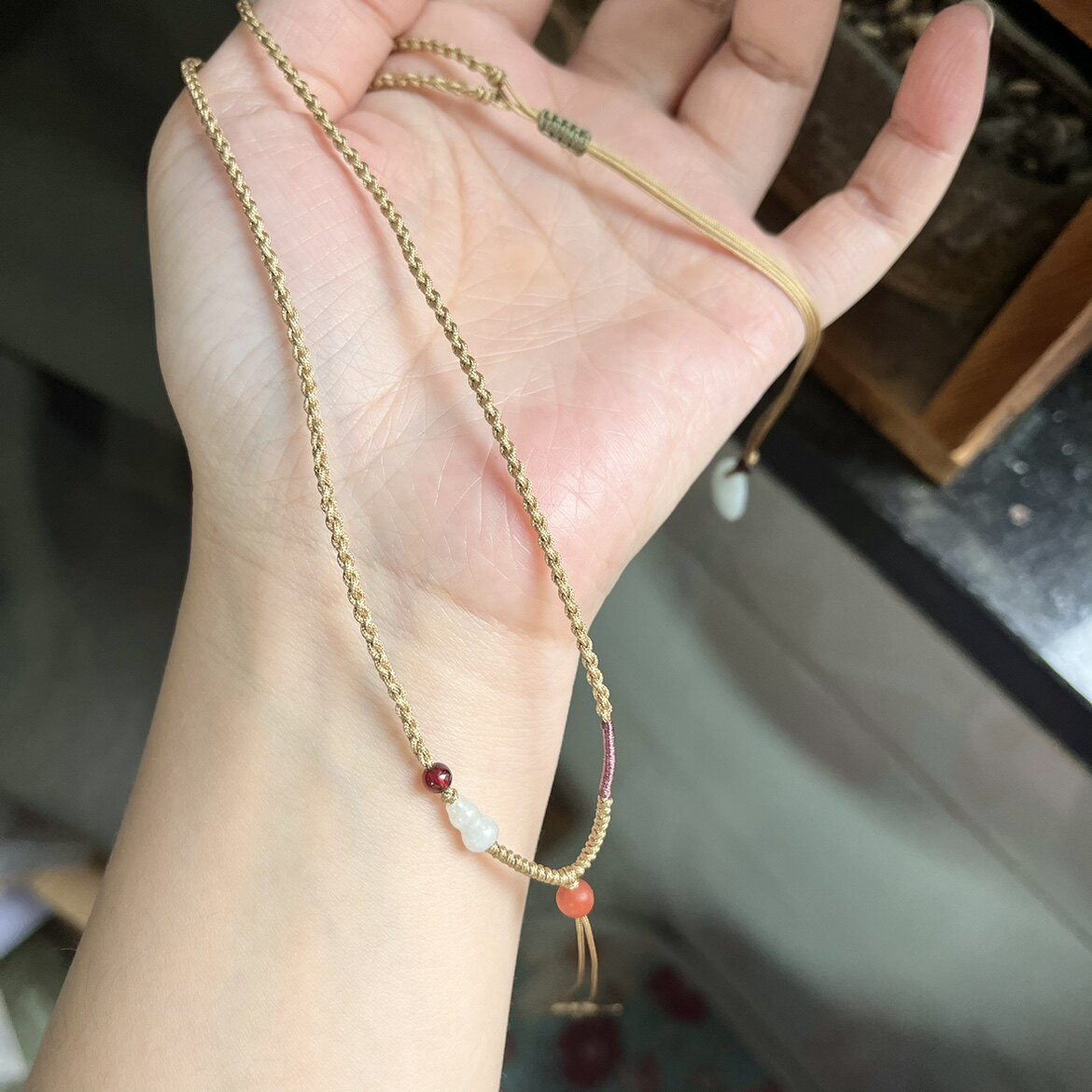 手工编织项链绳和田玉翡翠