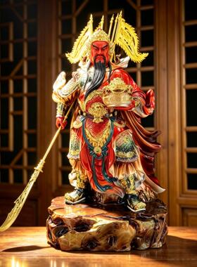 武财神关二爷摆件招财关公佛像提立刀家用办公室店铺供奉开业礼品