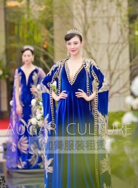 出租 打折 宝蓝色礼服艾丽萨博蓝金系列走秀年会主持定制派对