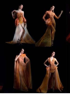 舞加舞礼服租赁  新款橙色系列影楼年会婚礼模特走秀晚宴展示