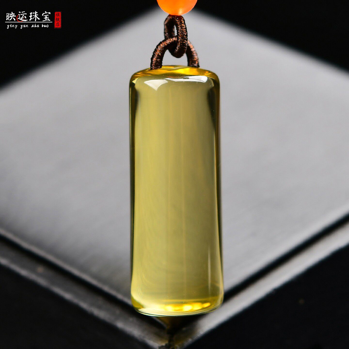 天然黄水晶原石印章吊坠圆柱体转运珠护身饰品挂件印鉴圆章可刻字