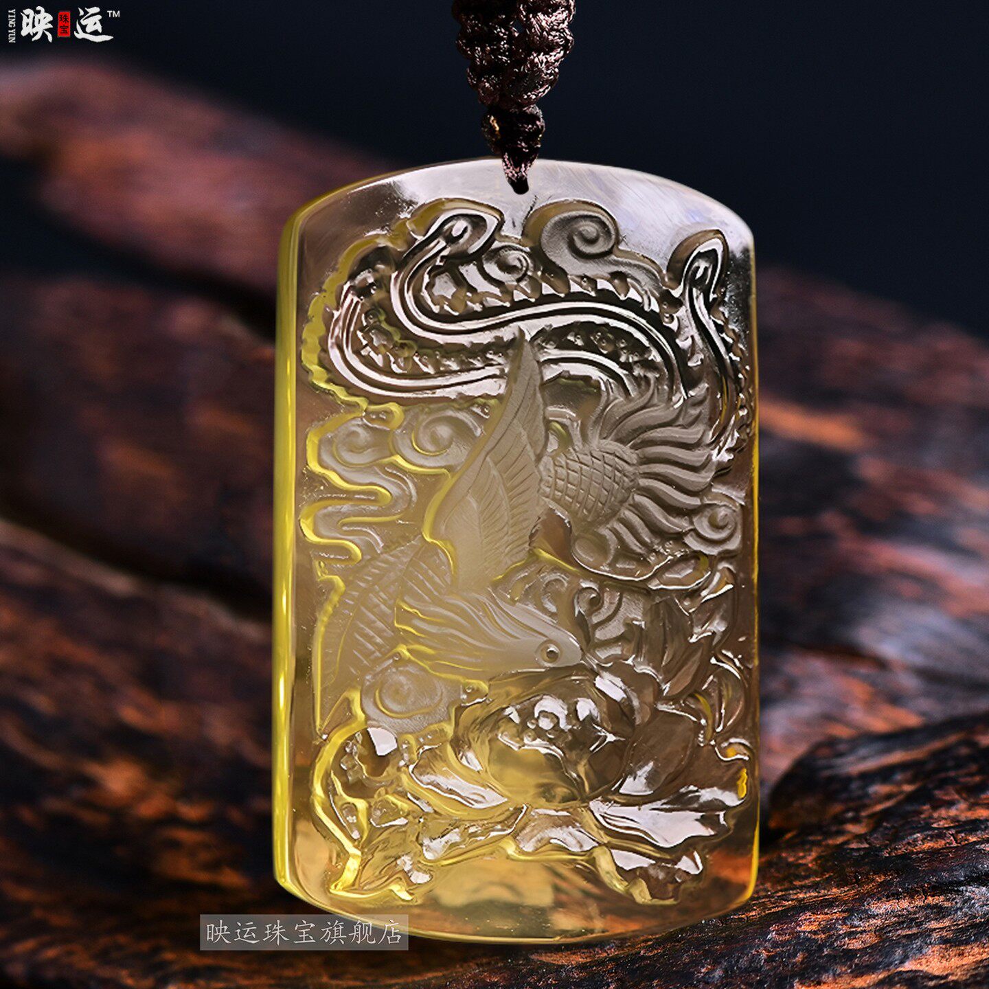 黄水晶凤凰吊坠朱雀火凤凰吉祥物