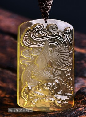 黄水晶凤凰吊坠朱雀火凤凰吉祥物