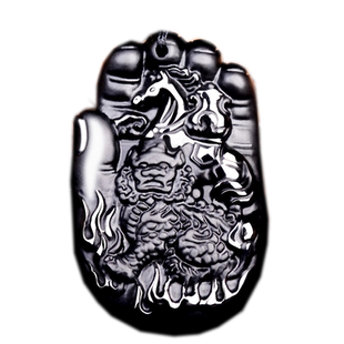 2026年生肖马本命年吊坠麒麟送福黑曜石挂件男女化解泰岁钥匙扣