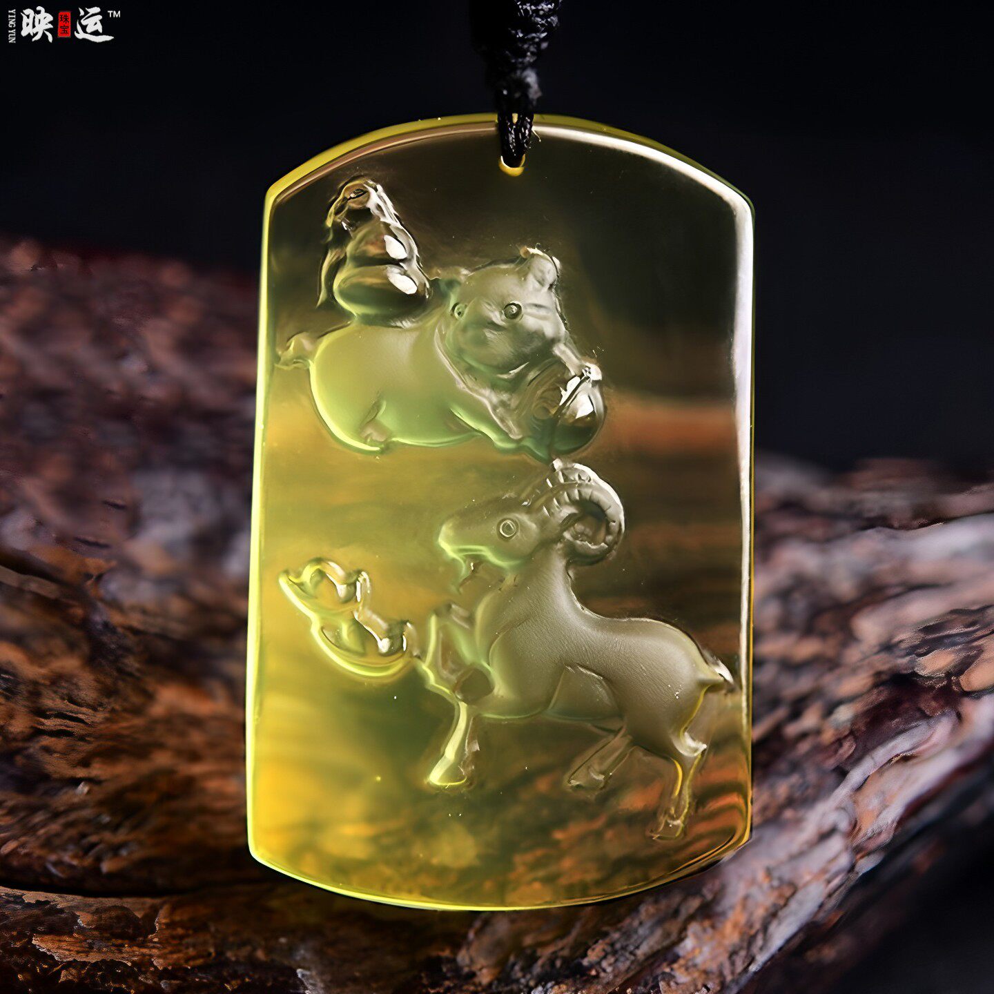 黄水晶属兔生肖猪羊赐瑞吉祥吊坠