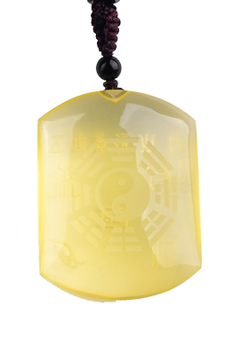 天然黄水晶五岳真形图吊坠八卦