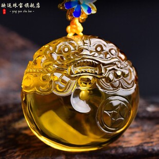 天然橘黄水晶貔貅吊坠平安扣财运貔貅挂件女项链男士皮丘挂坠饰品
