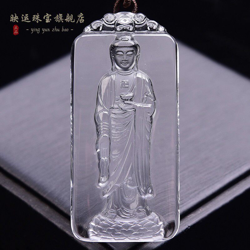 天然白水晶阿弥陀佛佛像佛像吊坠生肖猪狗立体本命佛菩萨挂件项链