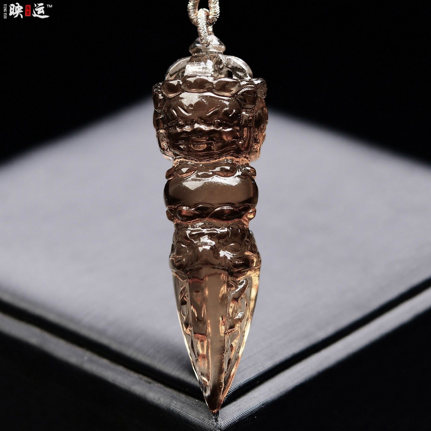 天然茶水晶三面普巴降魔杵吊坠藏式密宗法器烟晶金刚杵护身挂饰品