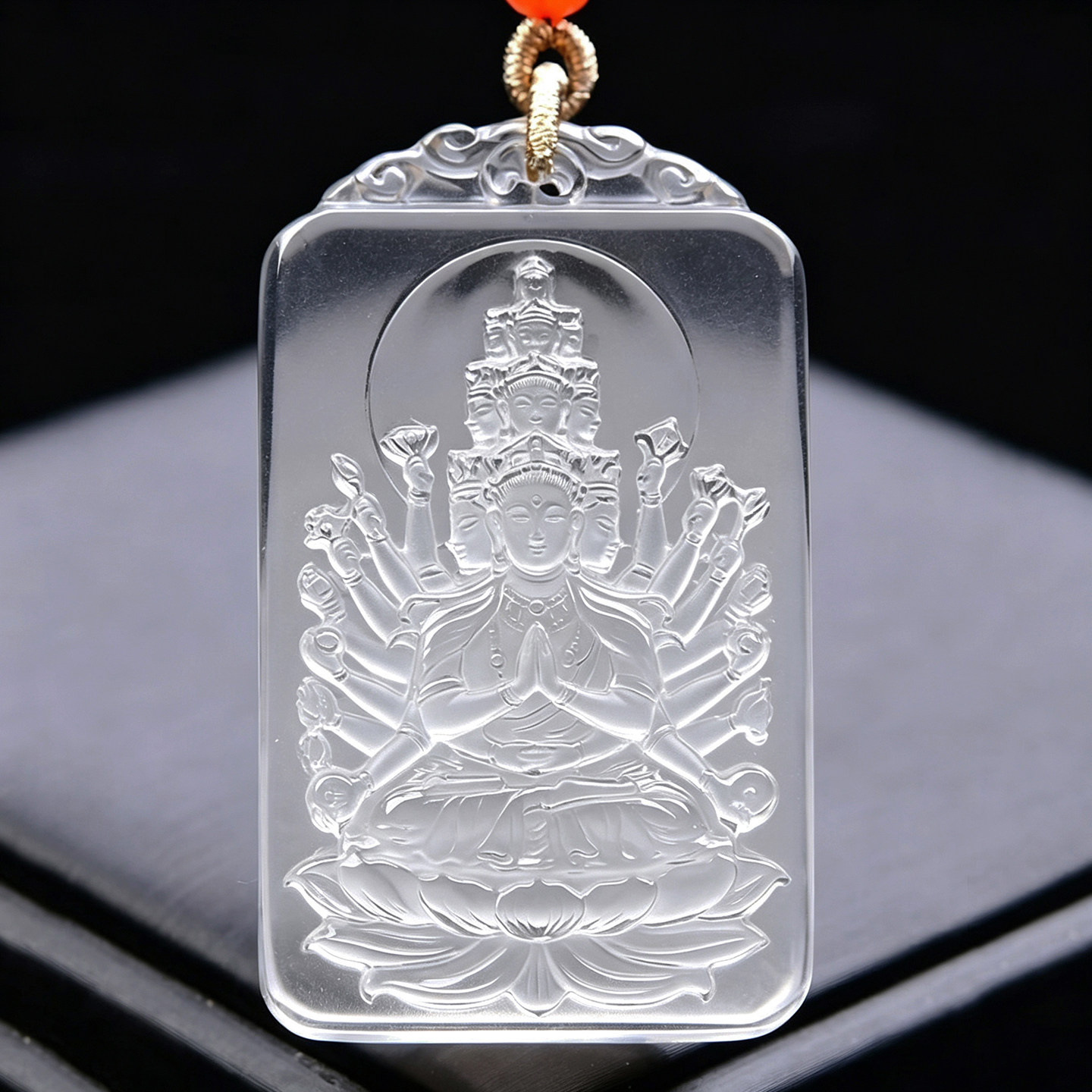 白水晶千手观音菩萨吊坠属鼠饰品
