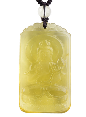 生肖马天然黄水晶大势至菩萨吊坠