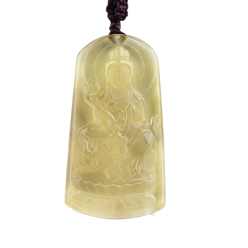 天然黄水晶本命佛文殊菩萨吊坠