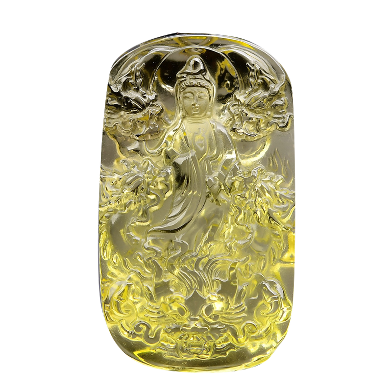 黄水晶九龙龙牌吊坠生肖本命佛