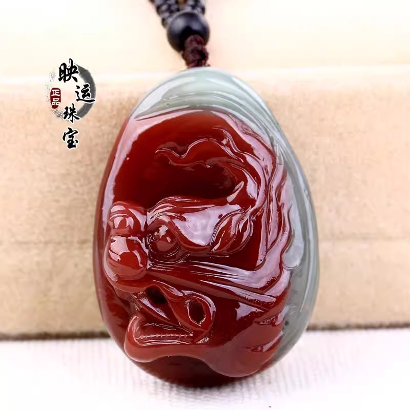天然原色玛瑙吊坠生肖虎猴龙佛牌