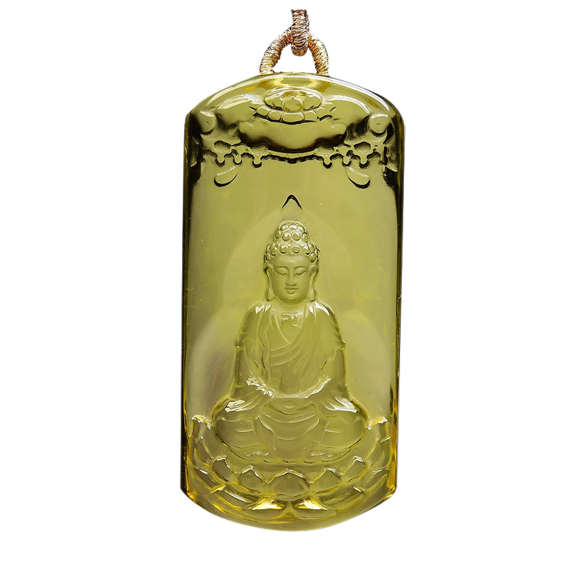 黄水晶吊坠大日如来佛祖佛牌项链