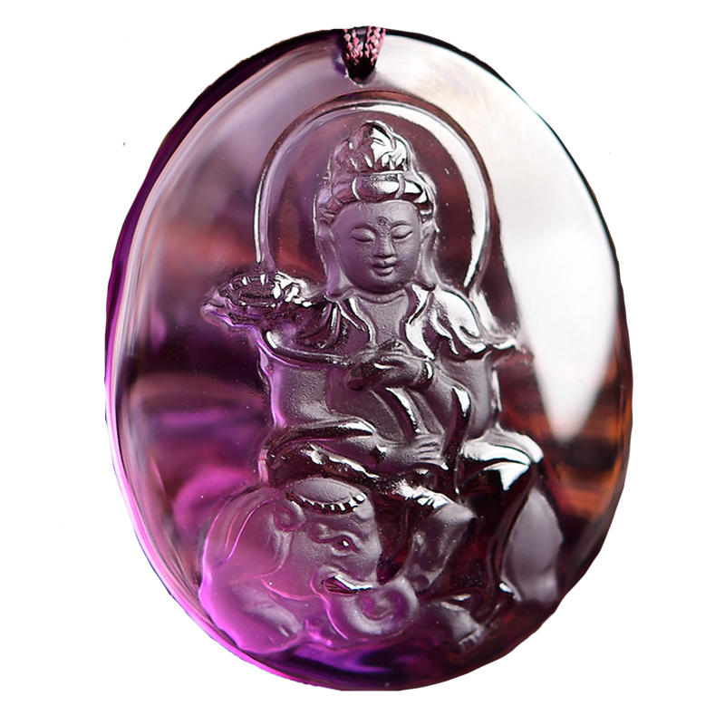 紫水晶属龙蛇守护神吊坠普贤菩萨