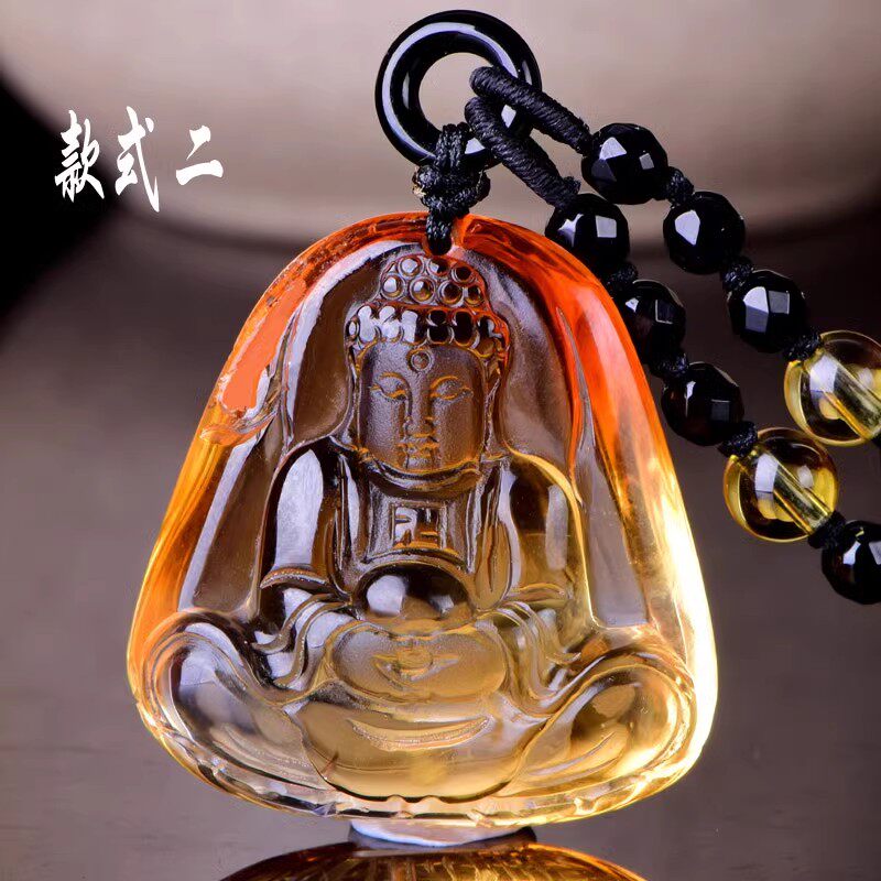 橘黄水晶阿弥佛属狗属猪本命佛