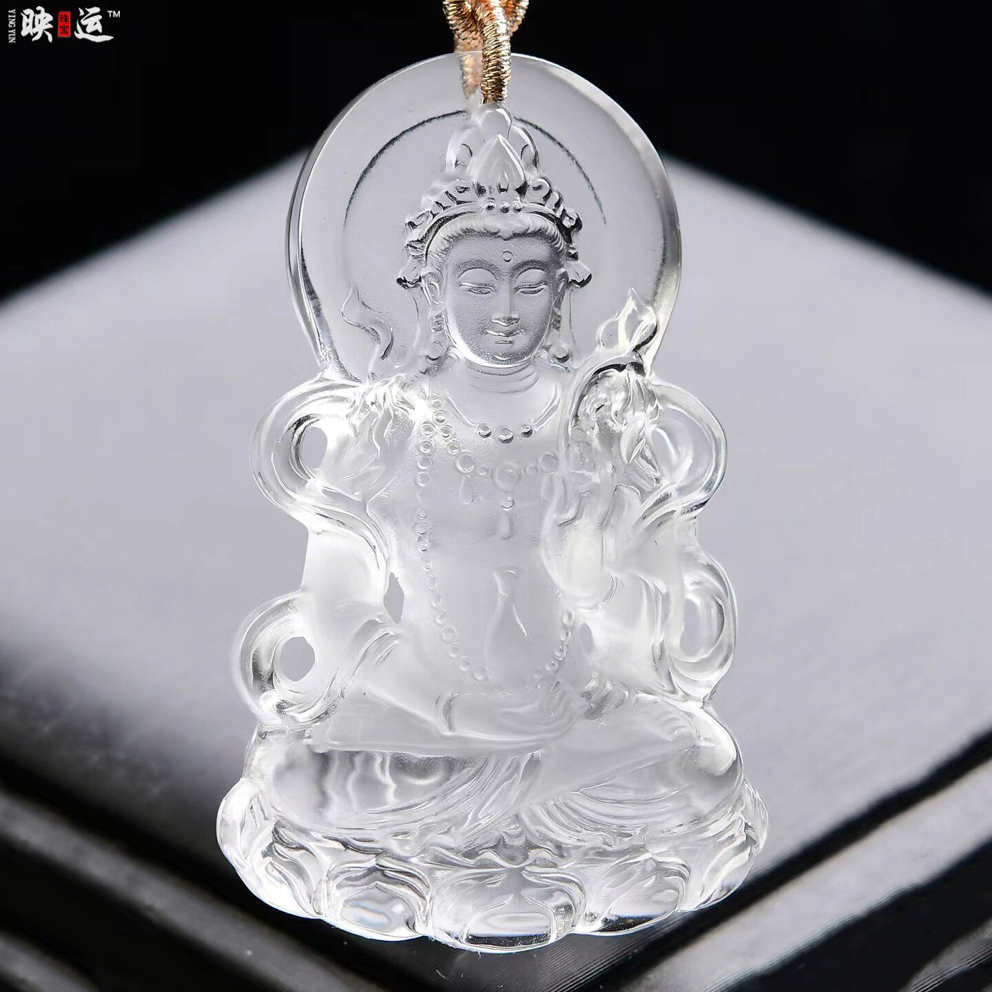 白水晶原石素衣观世音菩萨吊坠
