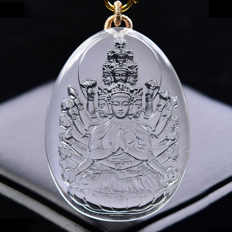 白水晶千手观音属鼠观音菩萨吊坠