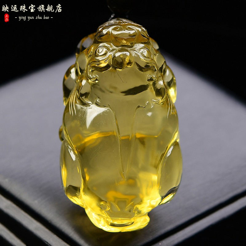 巴西天然黄水晶貔貅吊坠霸王财运貔貅挂件皮丘情侣貔仇项链