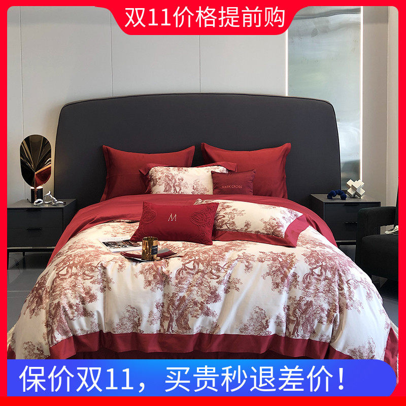高端婚庆100支长绒棉数码印花结婚四件套1.8米床纯棉被套全棉床品高性价比高么？
