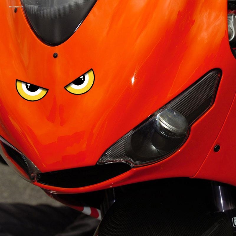 适配雅迪M5E3Q2DQ6E8Q6DT6T5恶魔眼睛车贴纸头盔反光装饰车贴个