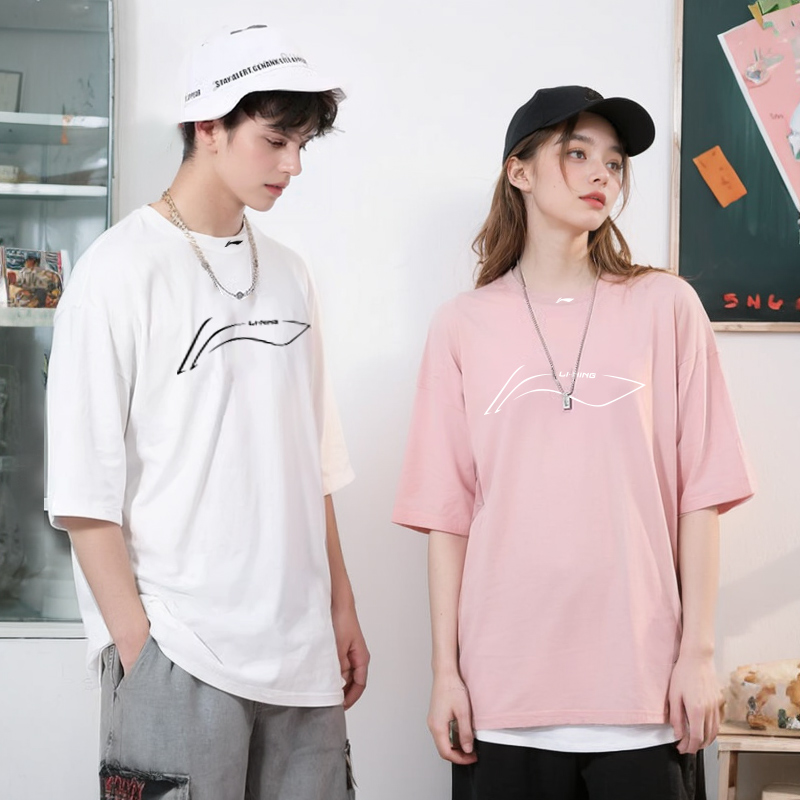 李宁短袖男T恤半袖女纯棉