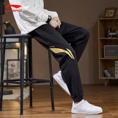 李宁运动裤男束脚长裤logo印花