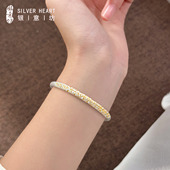 卷草纹手镯女士年轻款 银手镯女9999纯实心款 国风银镯子小众设计感