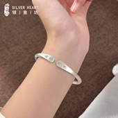 扁款 设计感小众独特 9999纯银实心银镯子年轻款 银手镯女款 2025新款