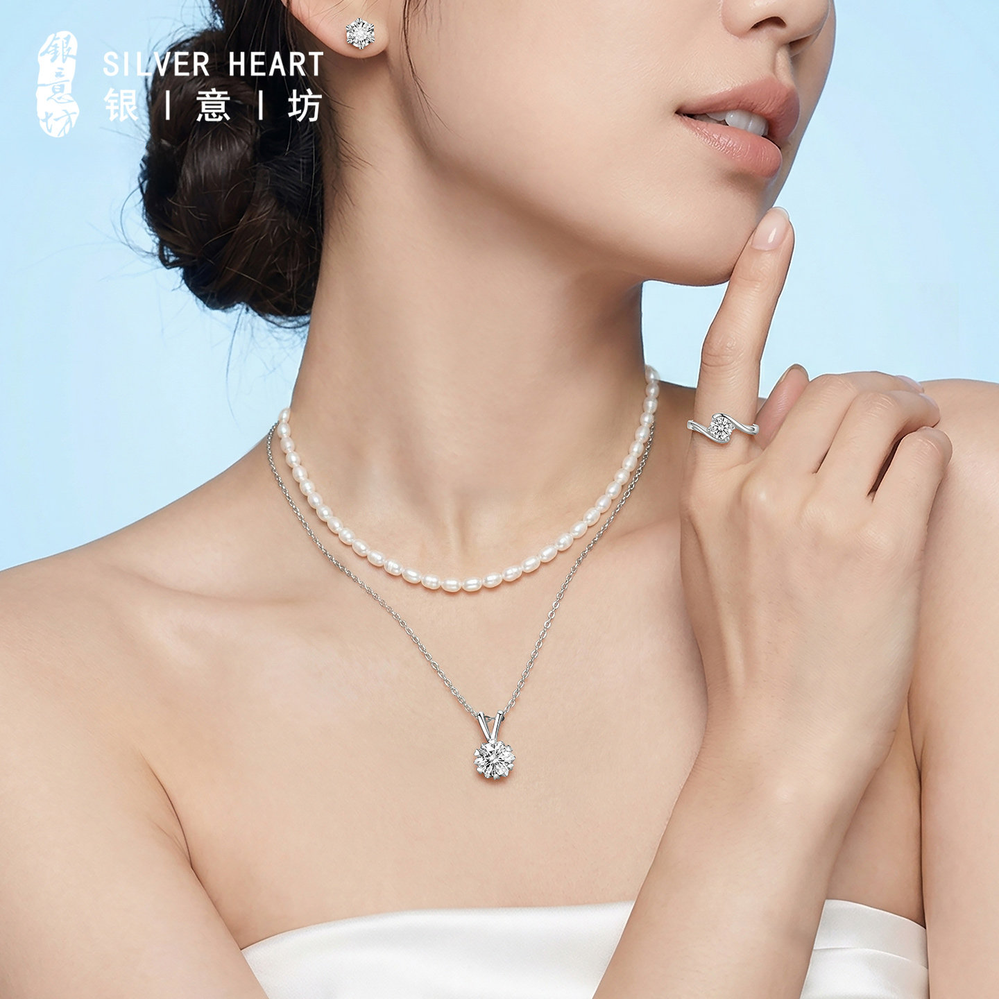 小米珠珍珠项链韩系ins女款2026新款双层叠戴项链纯银999年轻配饰