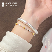 泥鳅背银手镯女款 2025新款 9999纯银马蹄镯古法素圈国风银镯子叠戴