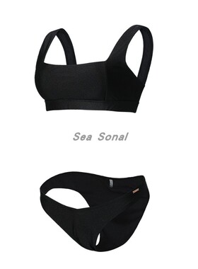 泳衣女高级感纯欲黑色带胸垫仙女风低腰比基尼时尚性感分体泳衣