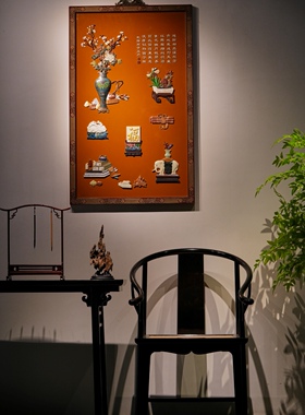 百宝嵌宫廷挂屏别墅豪宅会所酒店茶室画室书房家居红木装饰挂画