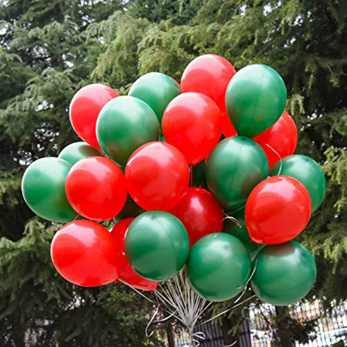 圣诞节装饰红绿印花气球加厚乳胶橱窗布置背景Christmas balloons