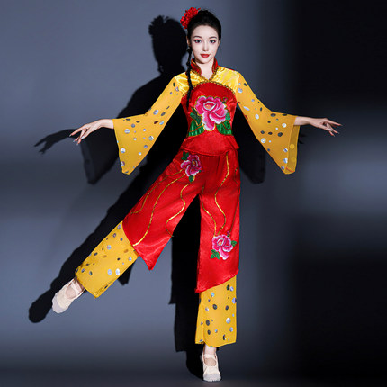 秧歌服演出服装2026新款夏季广场舞腰鼓民间表演服扇子舞蹈中国风