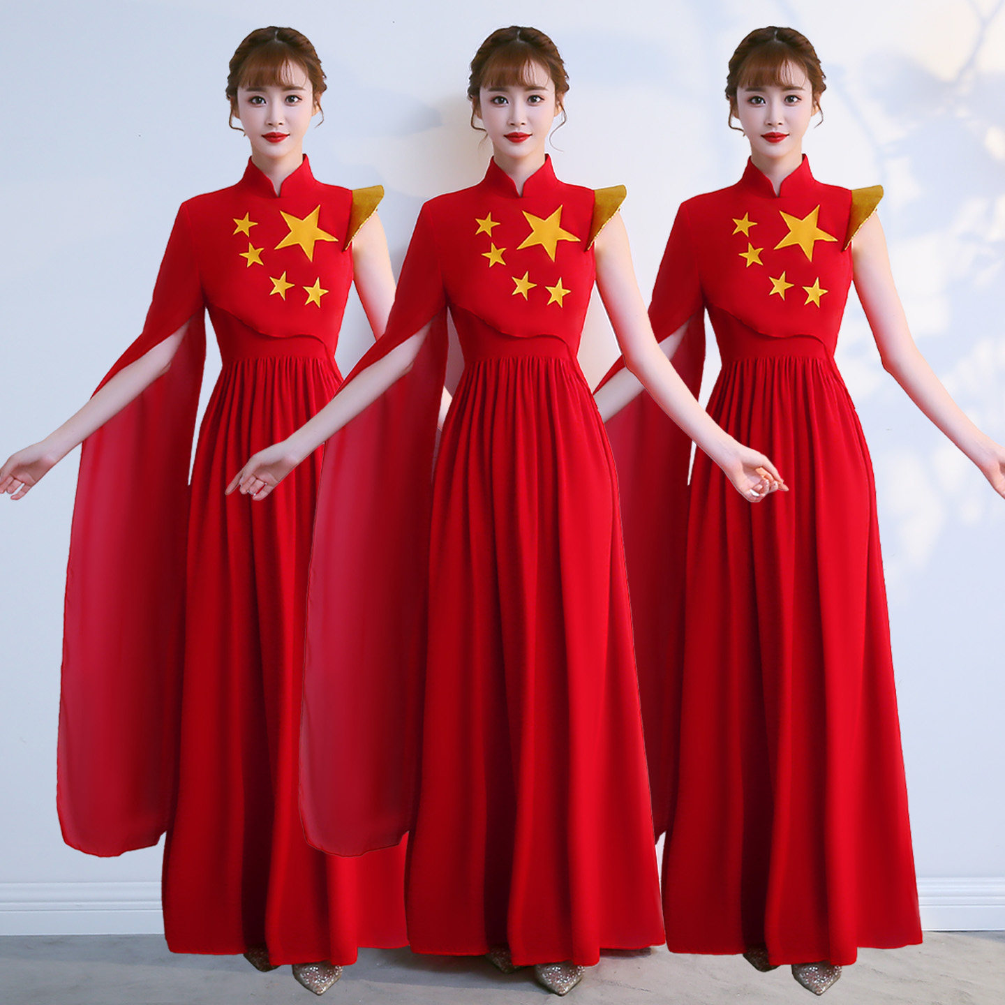 大合唱团演出服红歌表演国庆礼服