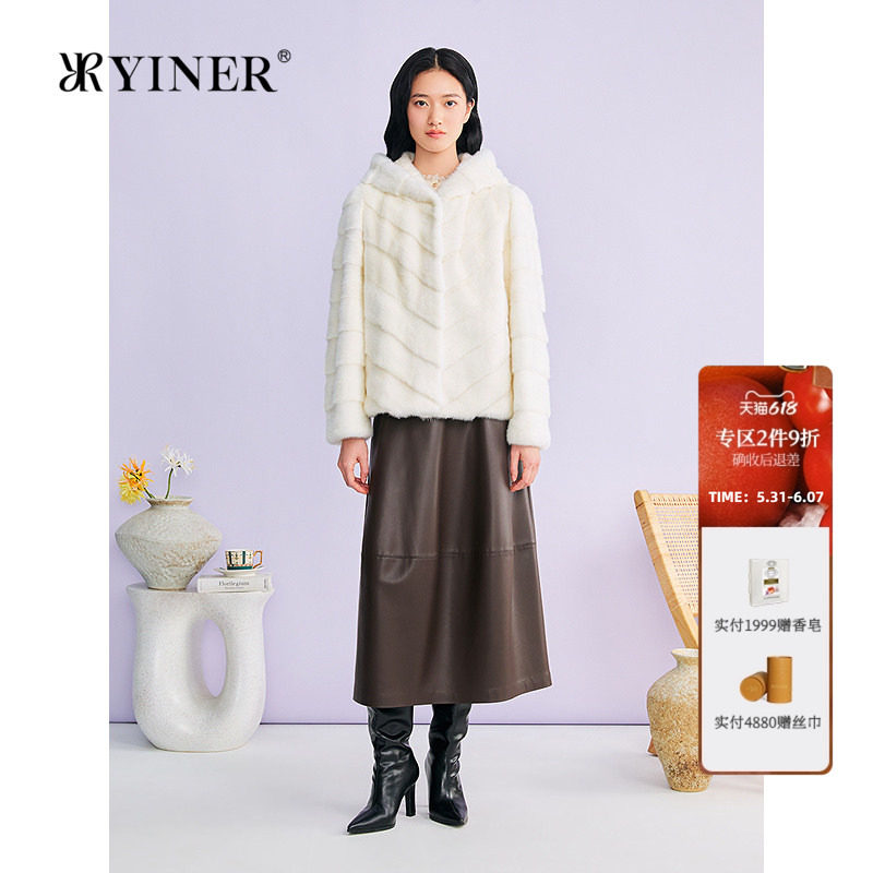 YINER音儿专选2026春季新款一手长保暖连帽整貂母貂水貂毛皮草