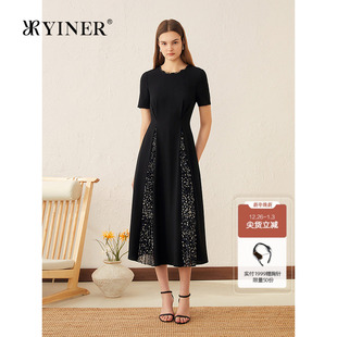 新款 YINER音儿专选2025夏季 繁星点点小黑裙连衣裙 醋酸系列
