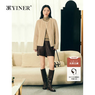 复古人字纹H型短款 法式 环保皮草外套 新款 YINER音儿专选2025冬季