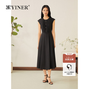 弹力小包袖 法式 优雅x型收腰连衣裙 新款 YINER音儿专选2025夏季