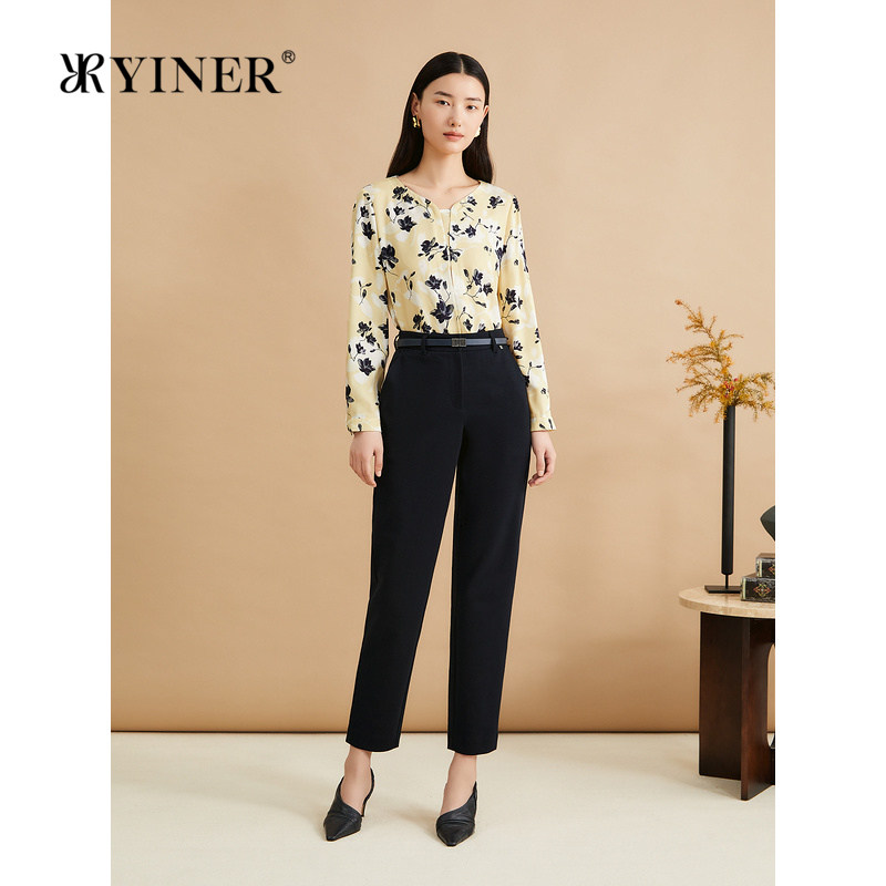 【美丽诺羊毛】YINER音儿秋季法式优雅职场锥形长裤小脚休闲裤