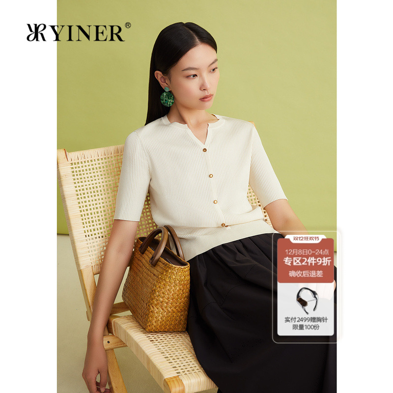 【真丝系列】YINER音儿女装夏季桑蚕丝绢丝毛针织衫上衣