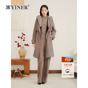 YINER音儿专选2025冬季 可拆卸内胆水貂毛内里连帽尼克服皮草 新款